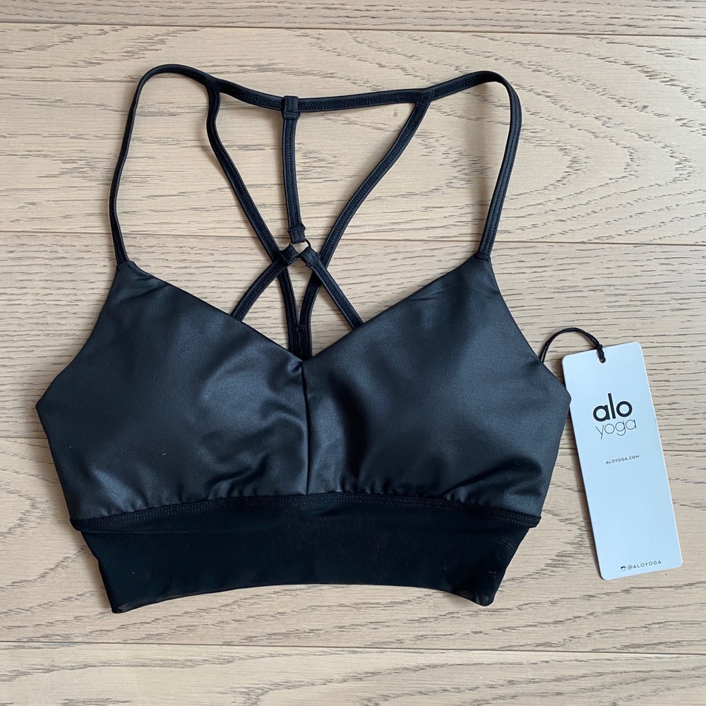 Alo Yoga Lavish Bra in Glossy Black